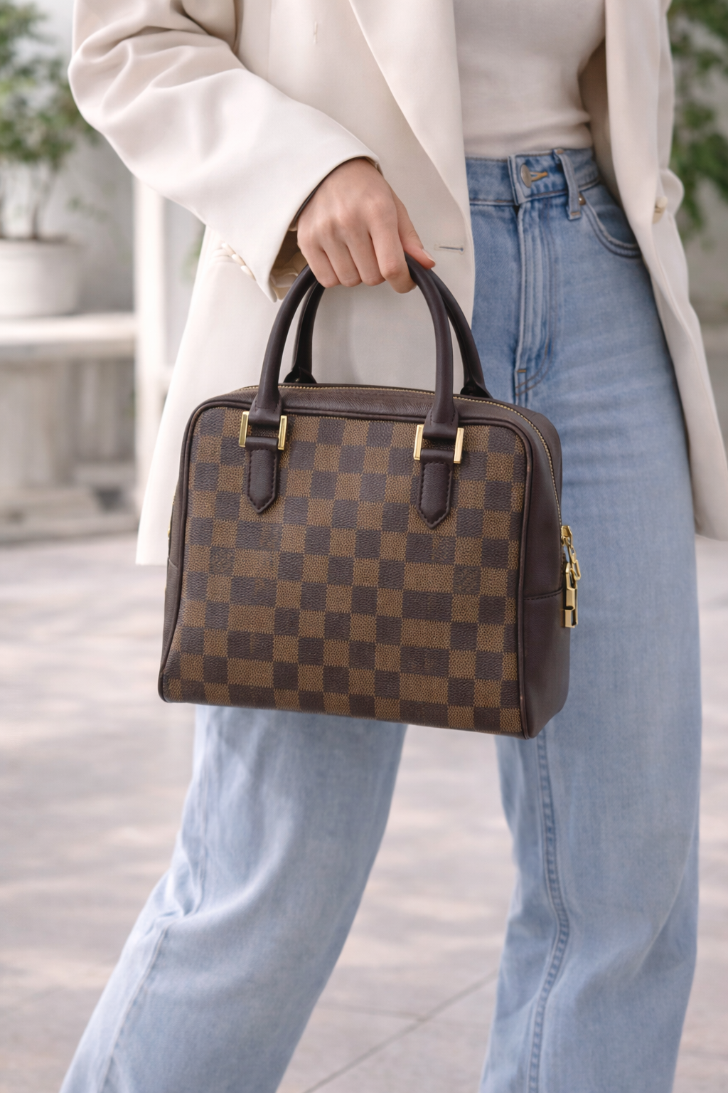 Louis Vuitton Brera Handbag | Damier Ebene Coated Canvas