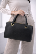 Valentino Garavani Black Leather Zip-Top Tote Bag