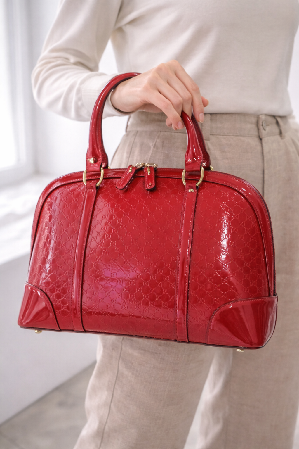 Gucci Red Microguccissima Patent Leather Nice Top Handle Bag