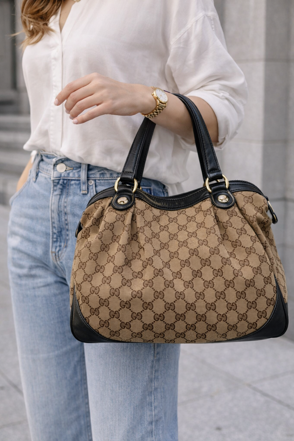 Gucci GG Canvas Sukey Medium Tote Bag