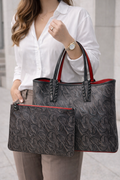 Authentic Christian Louboutin Reversible Tote Bag with Removable Pouch – Black & Red