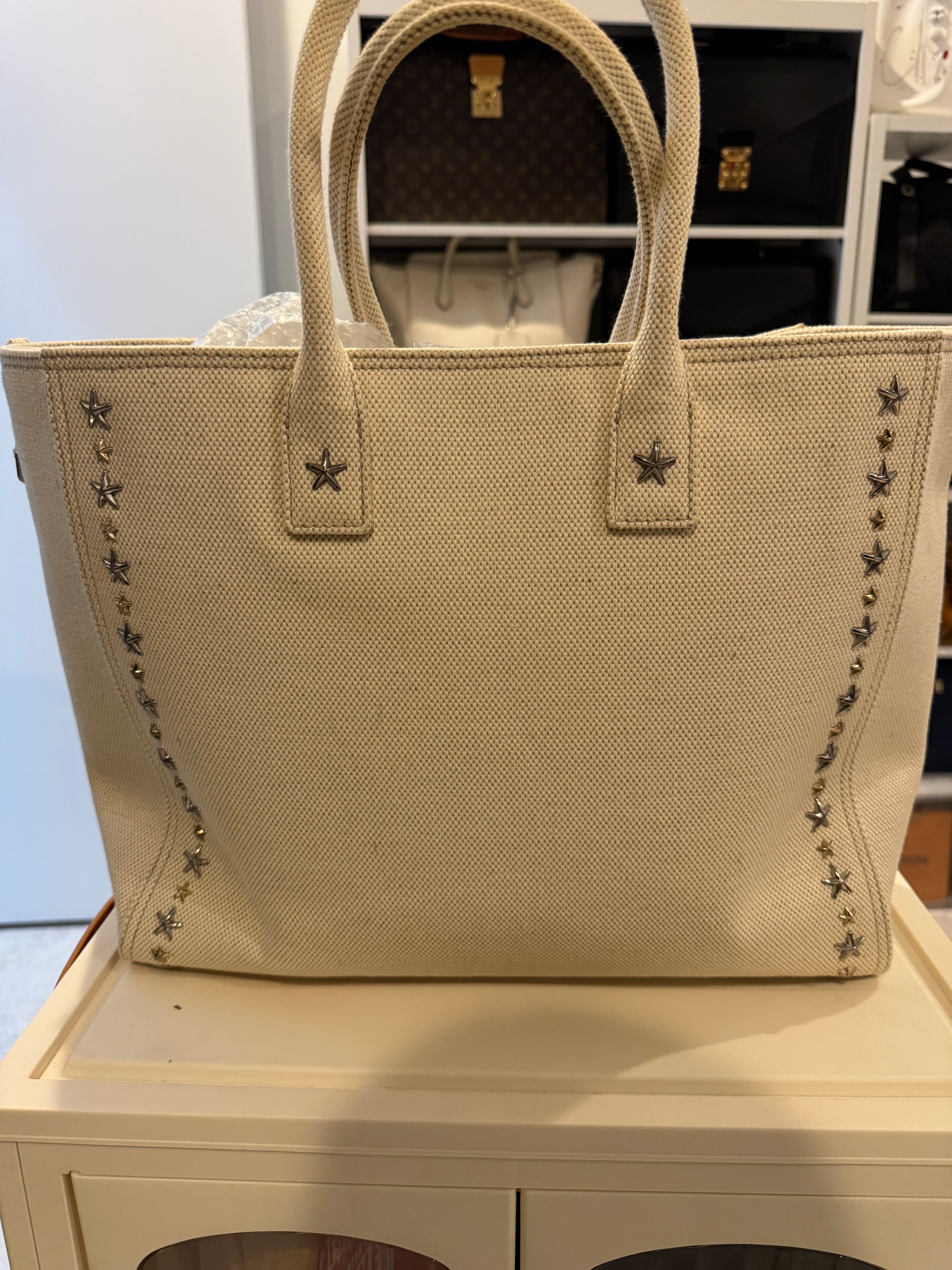 Jimmy Choo Star Studs Canvas Tote
