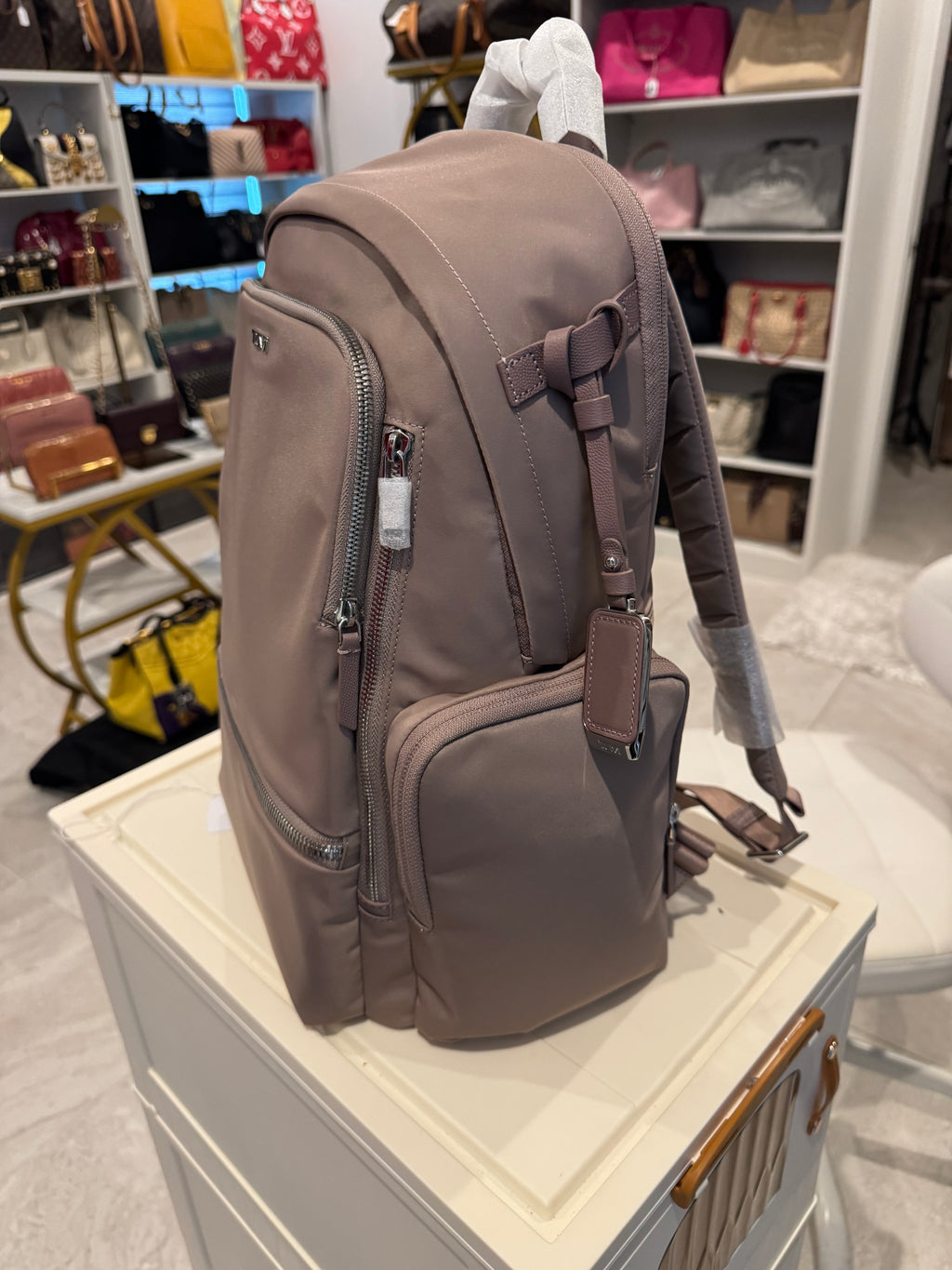 Tumi Neutral Beige Nylon Backpack – Professional Travel/Work Bag