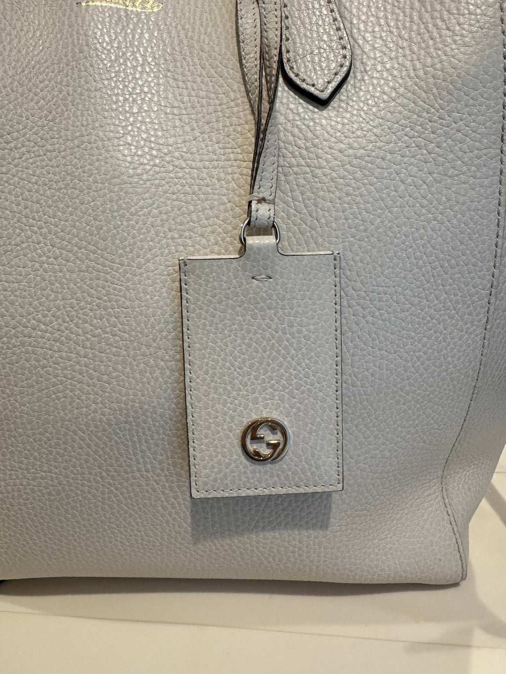 Gucci Light Grey Pebbled Leather Tote Bag – Made in Italy | Luxury Designer Handbag