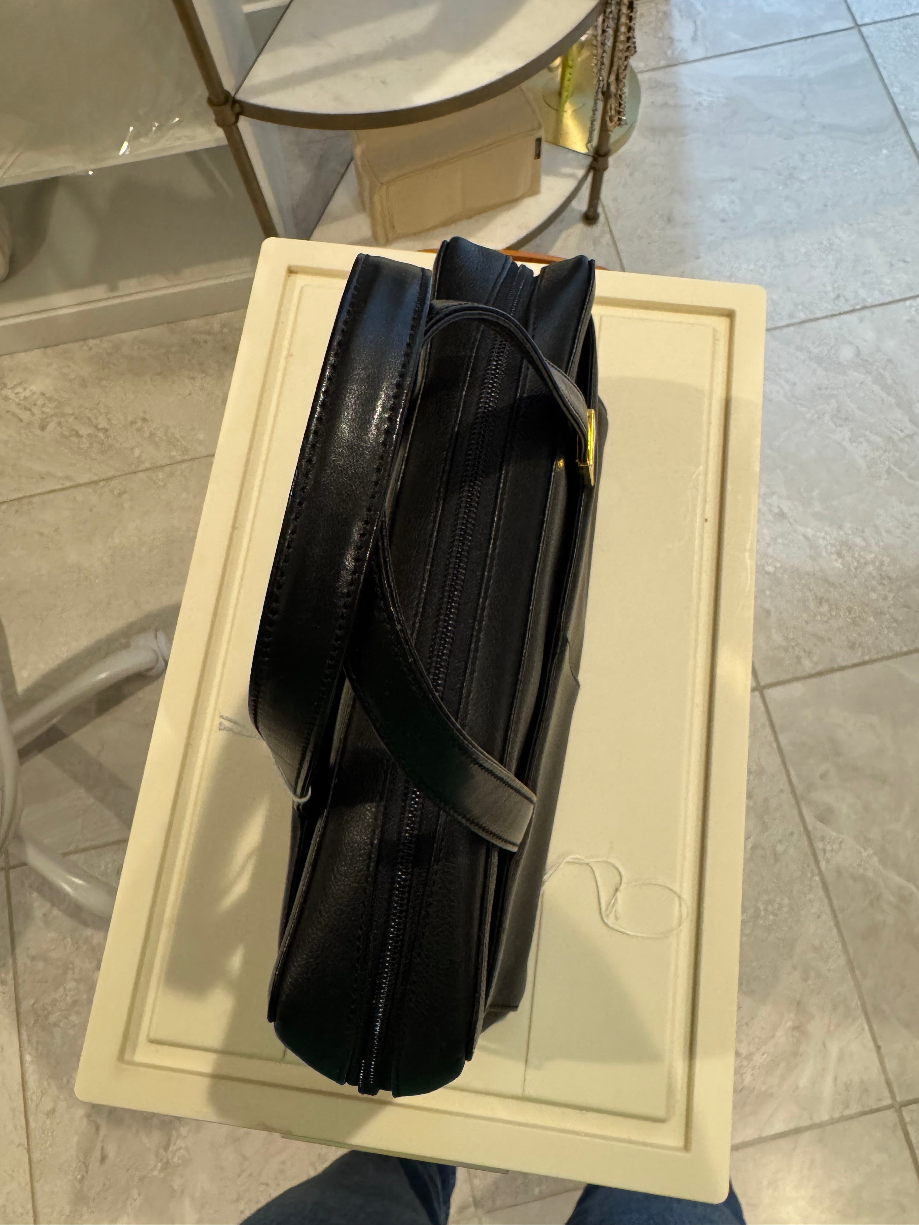 Burberry Black Leather Handbag with Nova Check Lining | Authentic Designer Bag