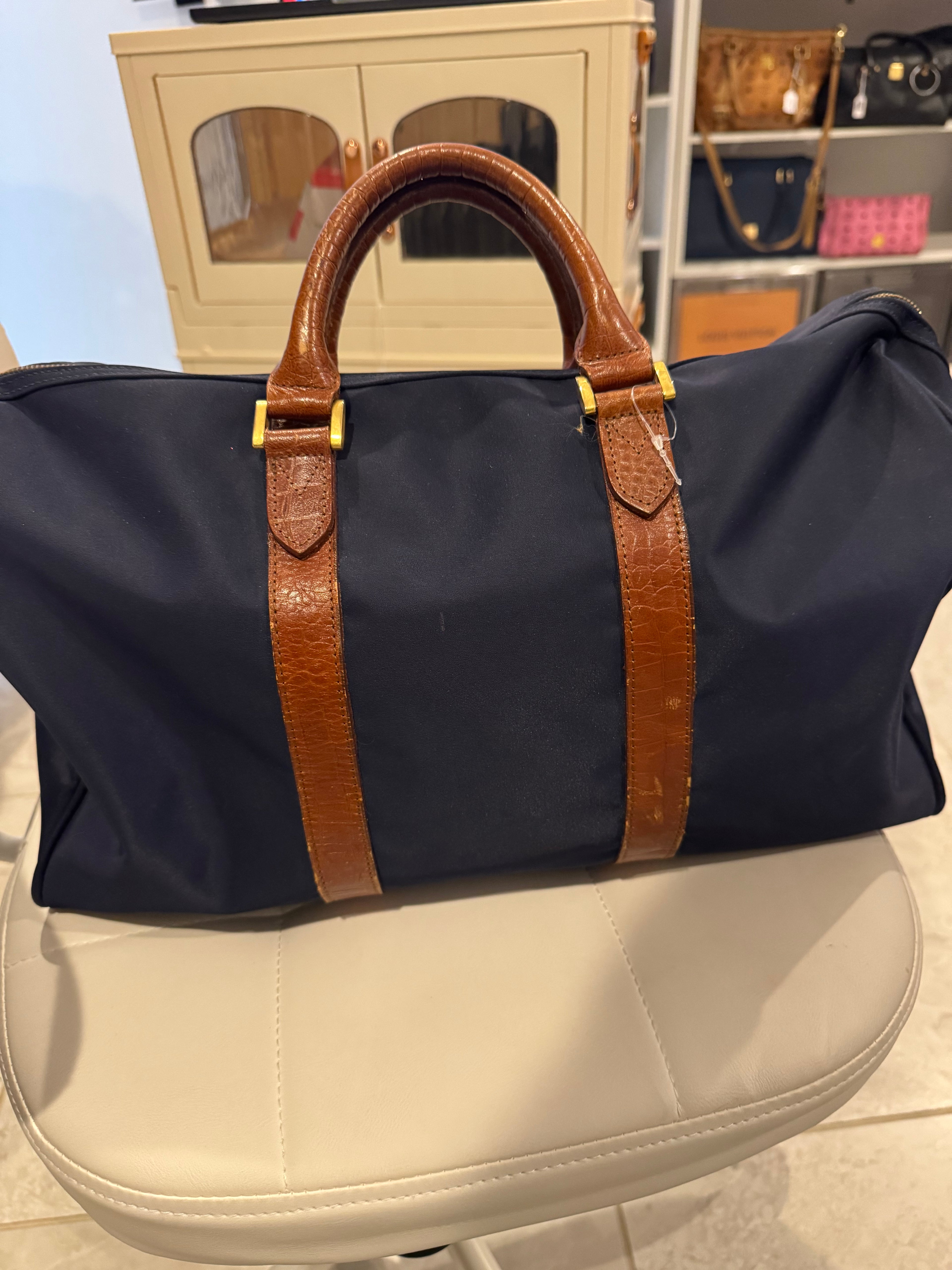 Valentino Garavani Sport Nylon & Leather Duffle Bag – Navy Blue