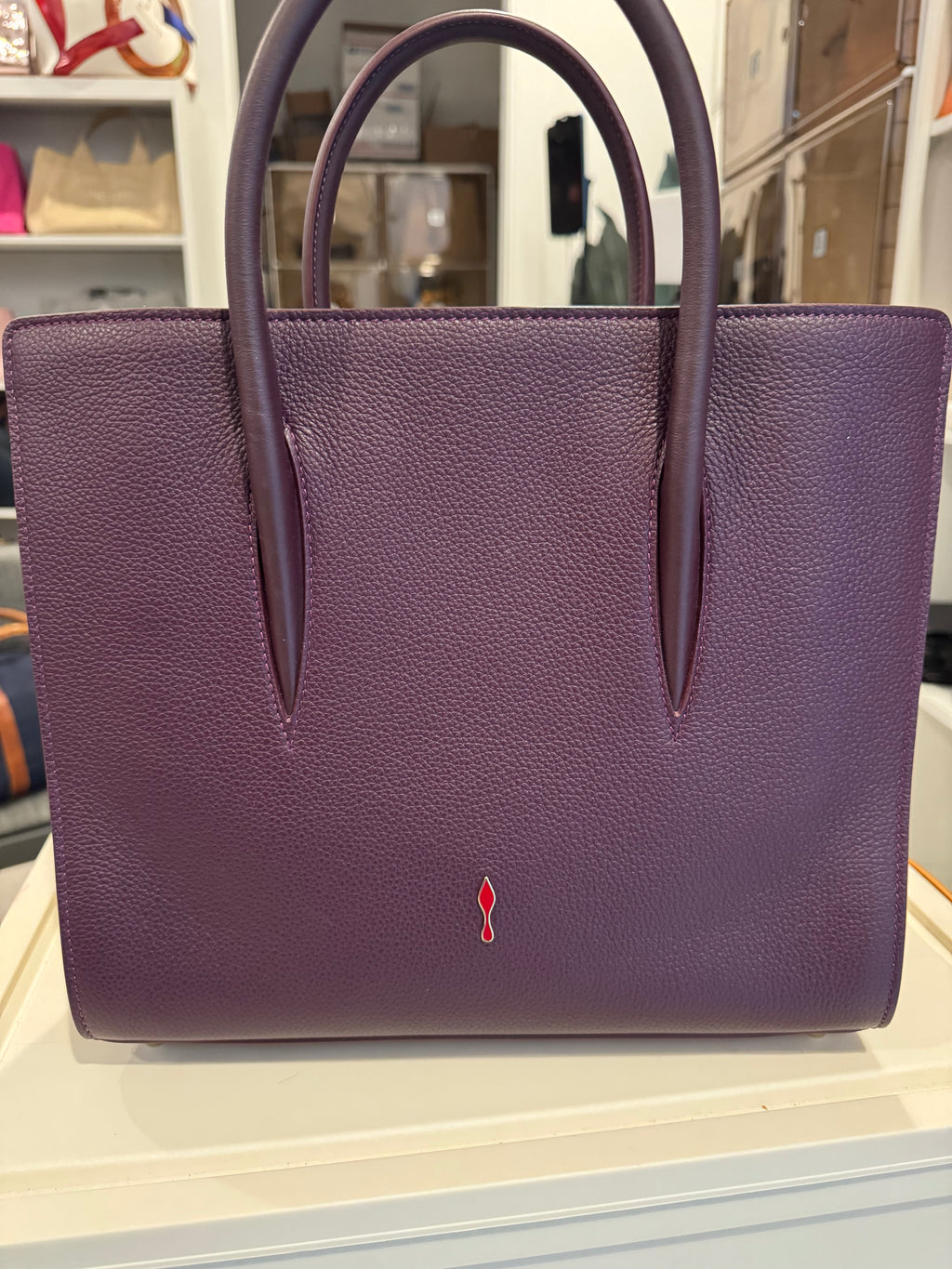 Christian Louboutin Paloma Medium Studded Tote – Burgundy Leather