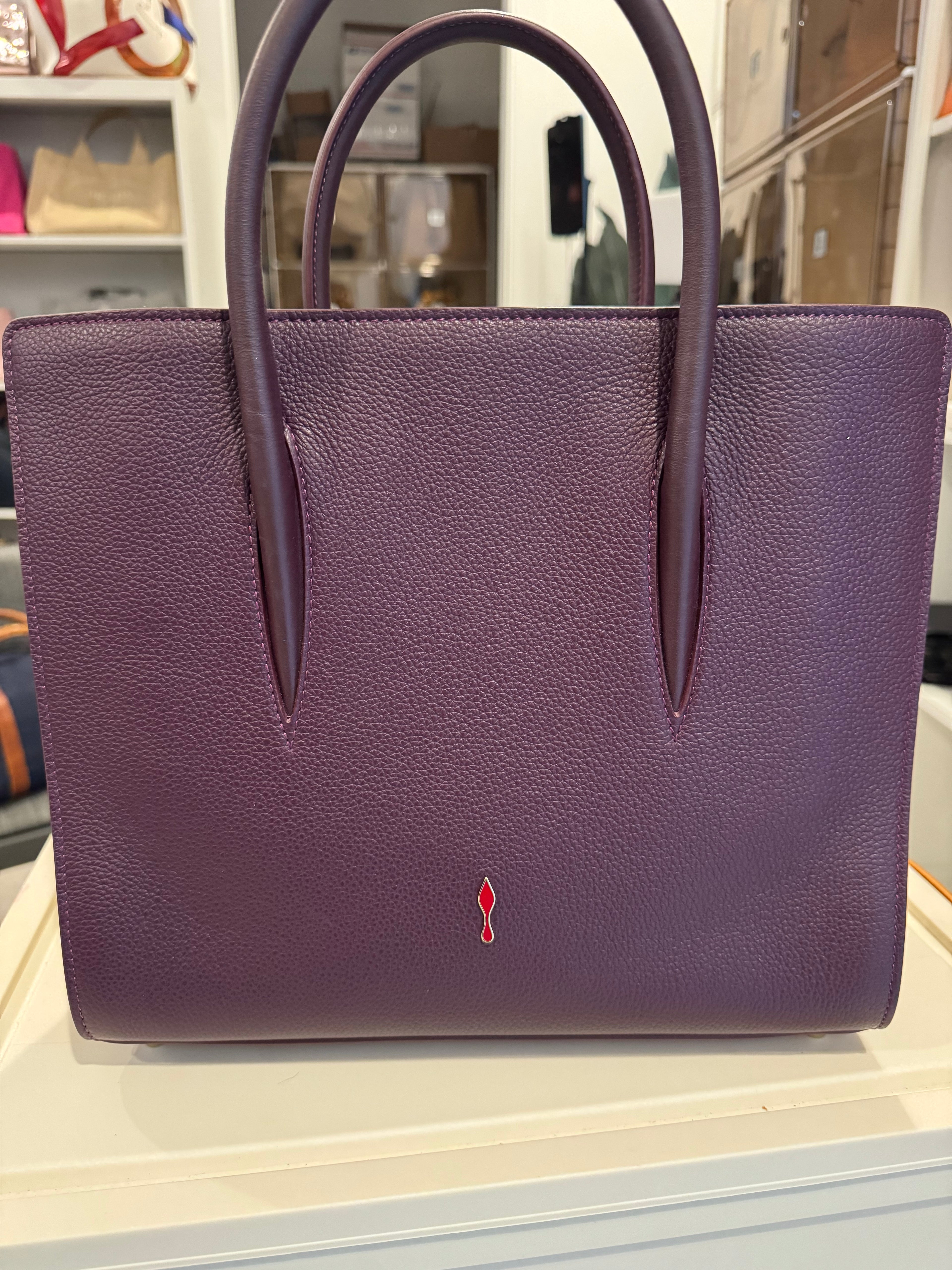 Christian Louboutin Paloma Medium Studded Tote – Burgundy Leather