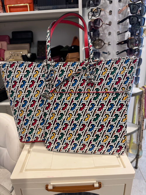 Christian Louboutin Multicolor Logo Print Cabata Tote with Pouch