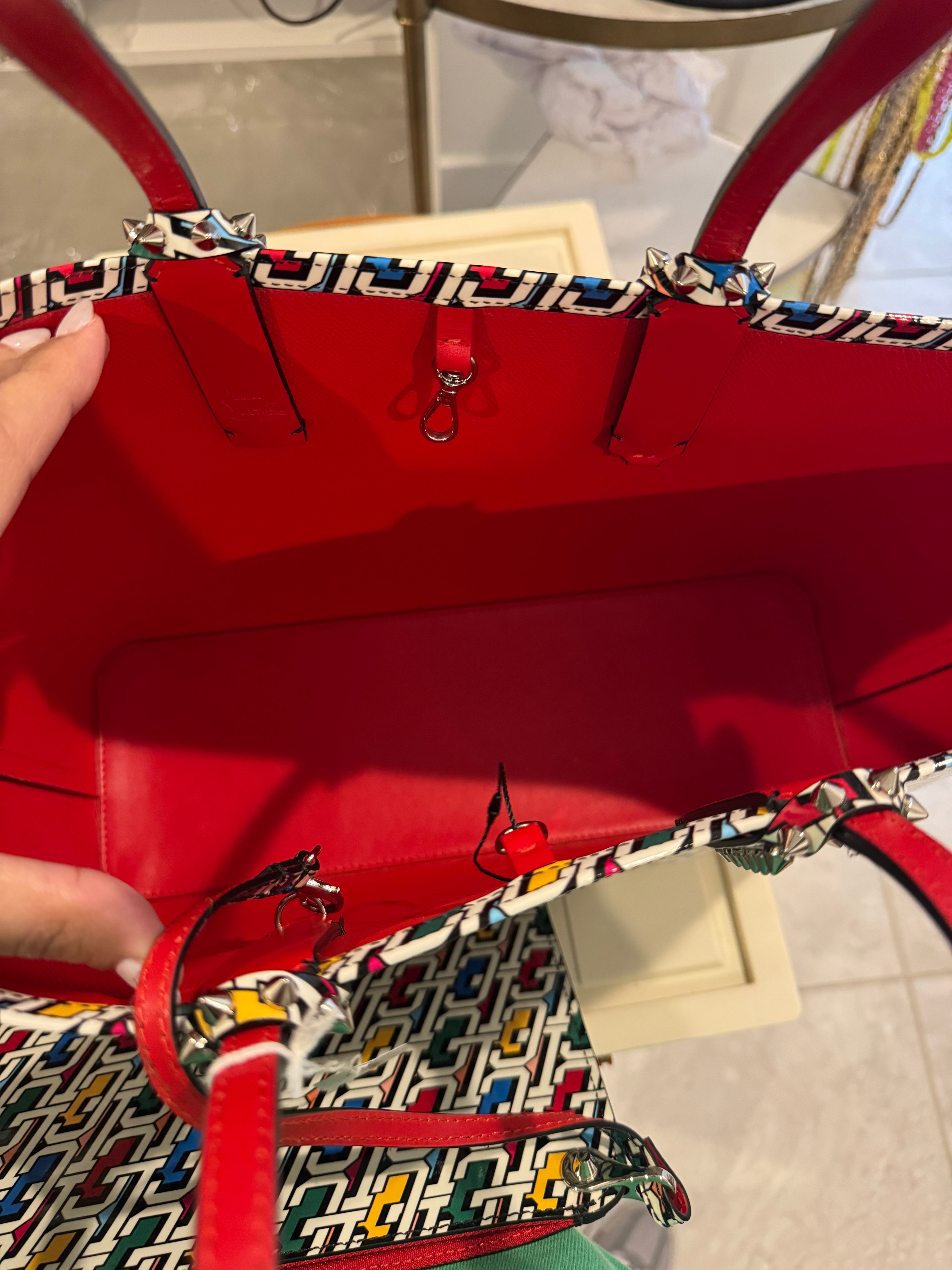 Christian Louboutin Multicolor Logo Print Cabata Tote with Pouch