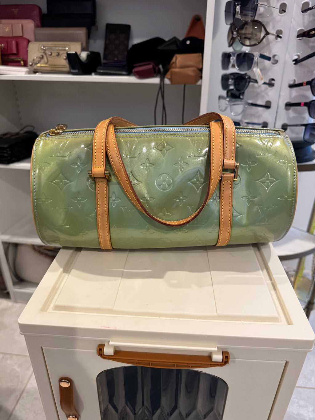 Louis Vuitton Monogram Vernis Bedford Bag | Mint Green Patent Leather Shoulder Bag