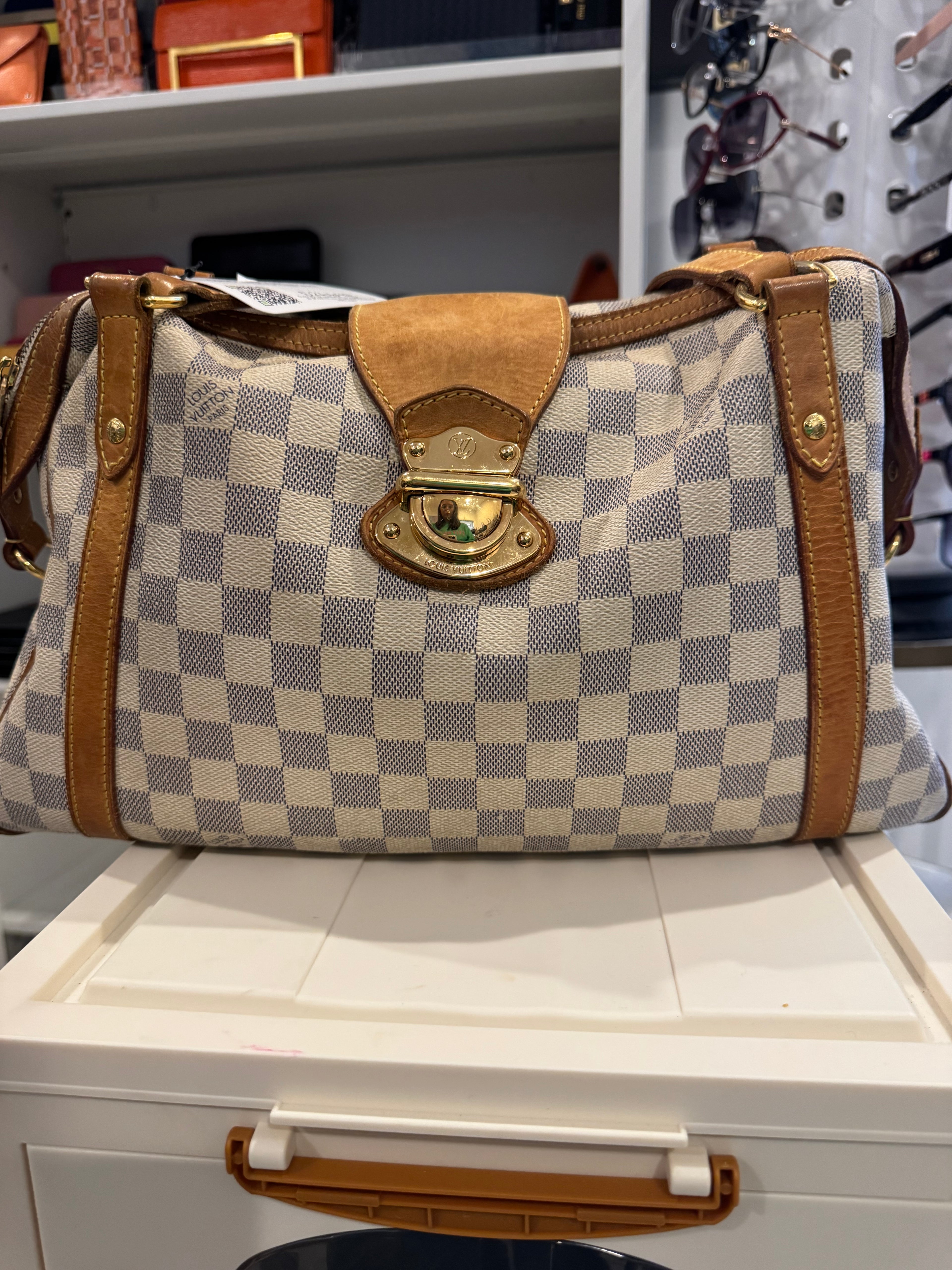 Louis Vuitton Stresa PM Shoulder Bag – Damier Azur with Vachetta Leather