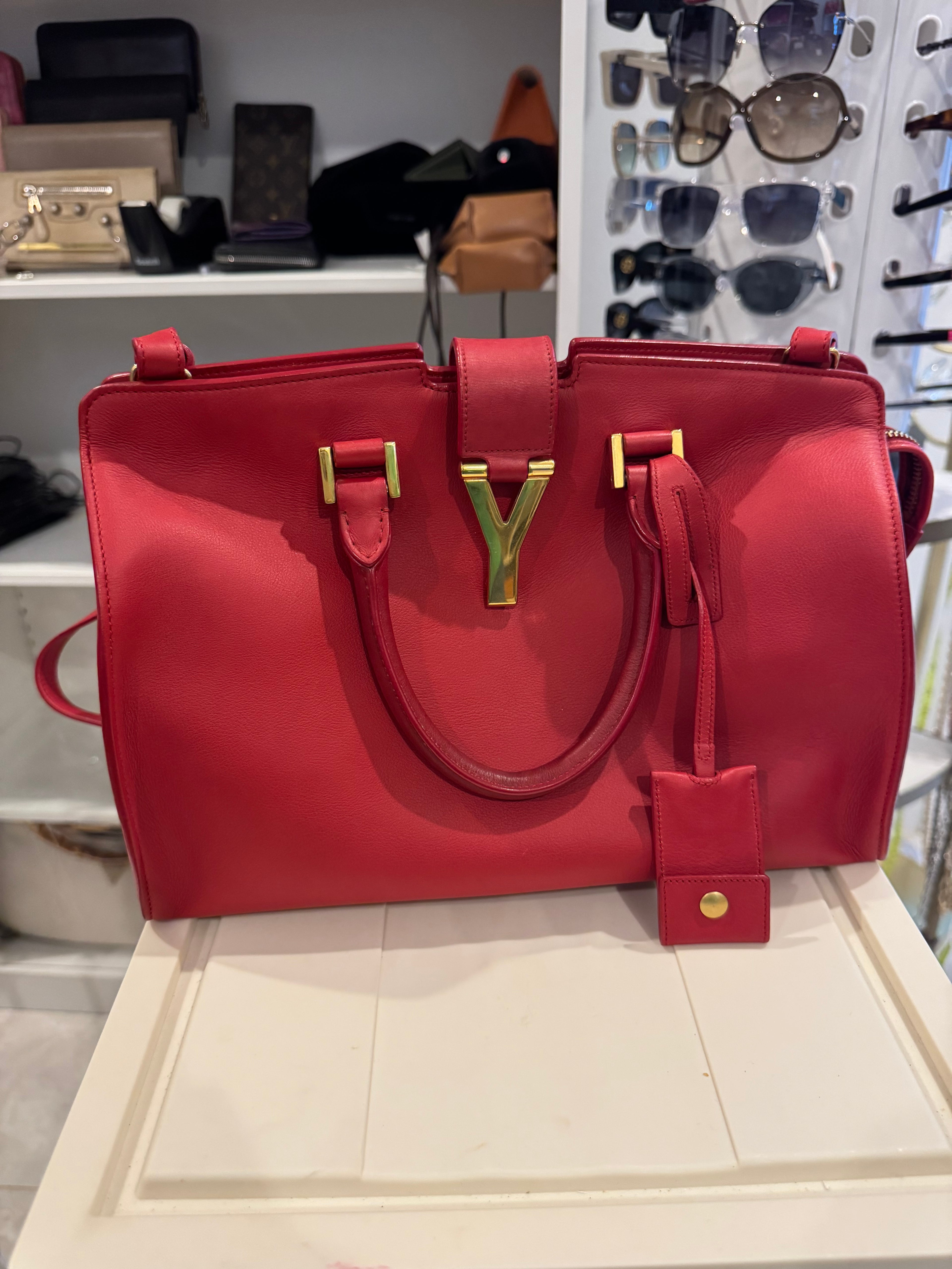 Saint Laurent Small Classic Y Cabas Bag – Red Leather