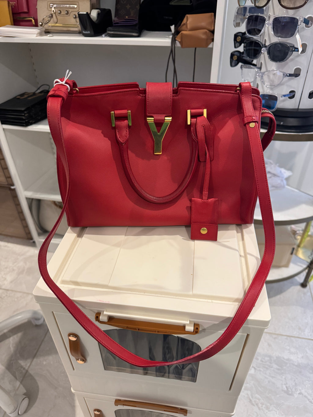 Saint Laurent Small Classic Y Cabas Bag – Red Leather