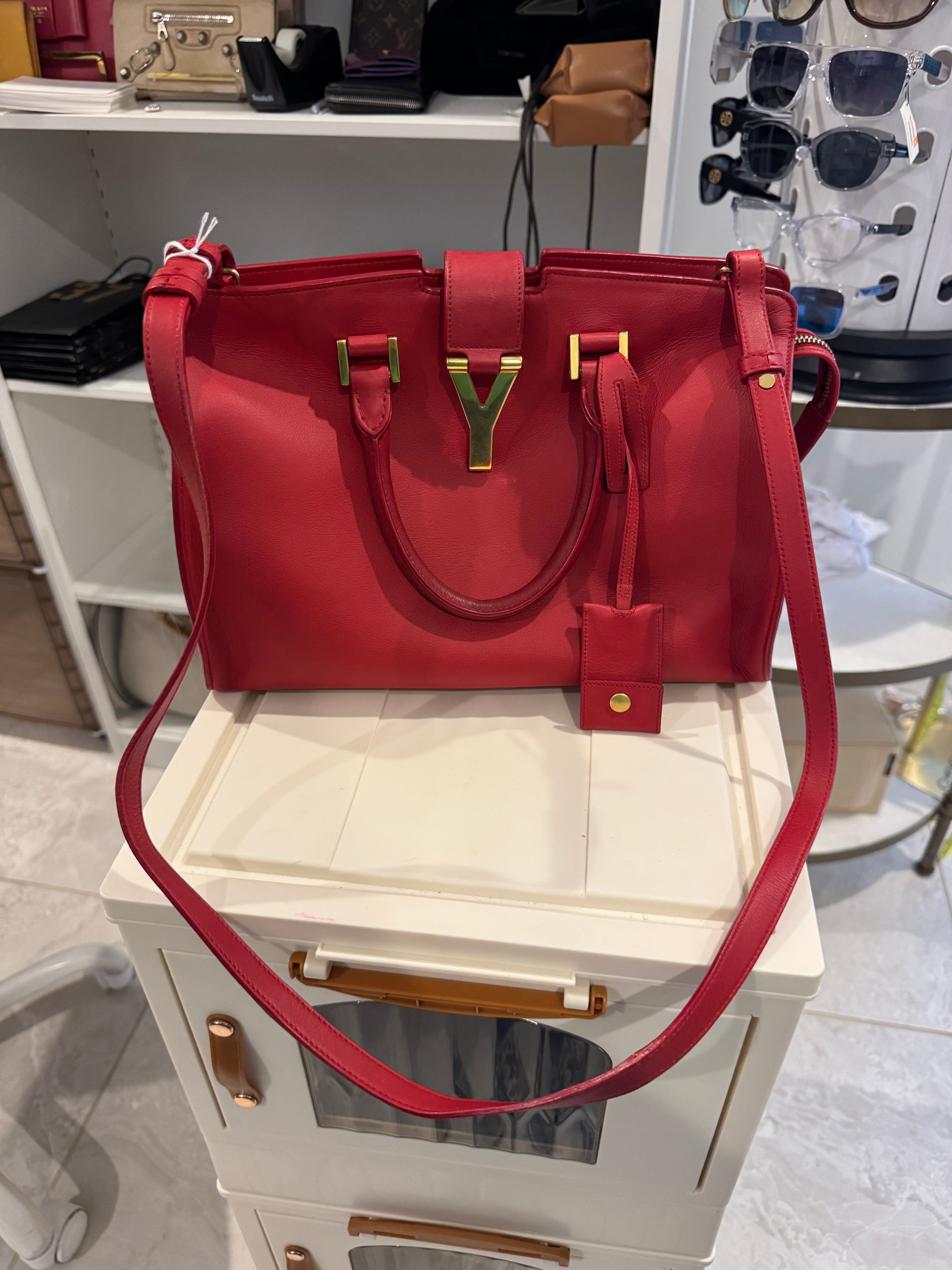 Saint Laurent Small Classic Y Cabas Bag – Red Leather