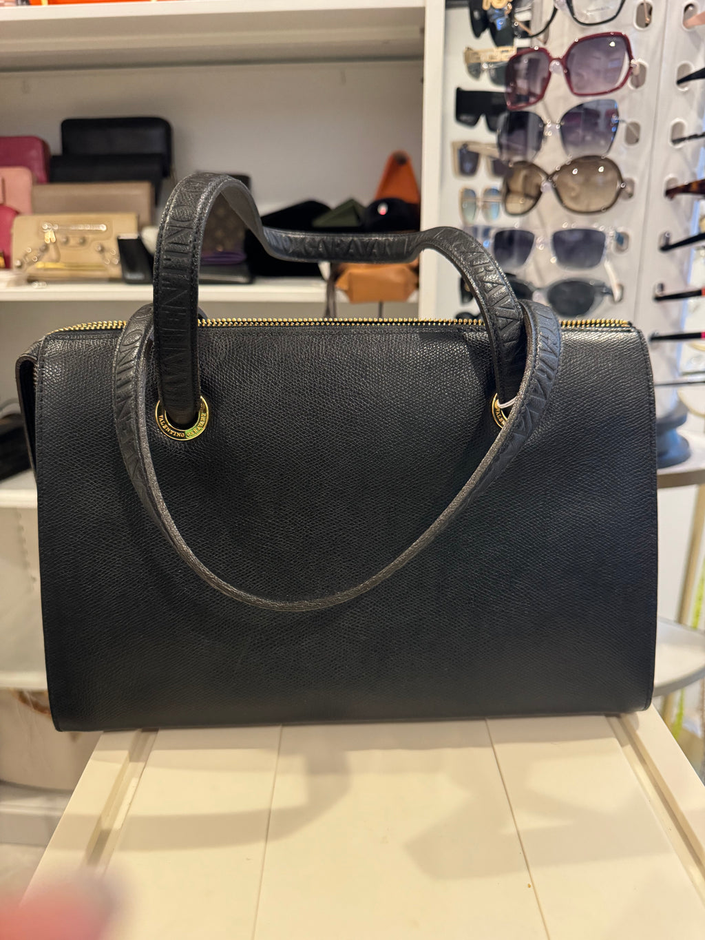 Valentino Garavani Black Leather Zip-Top Tote Bag