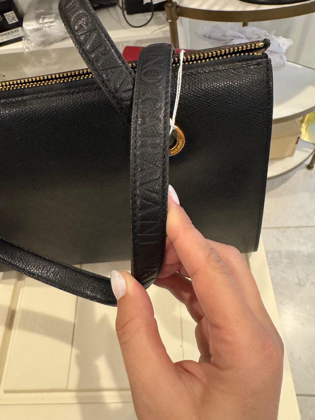 Valentino Garavani Black Leather Zip-Top Tote Bag