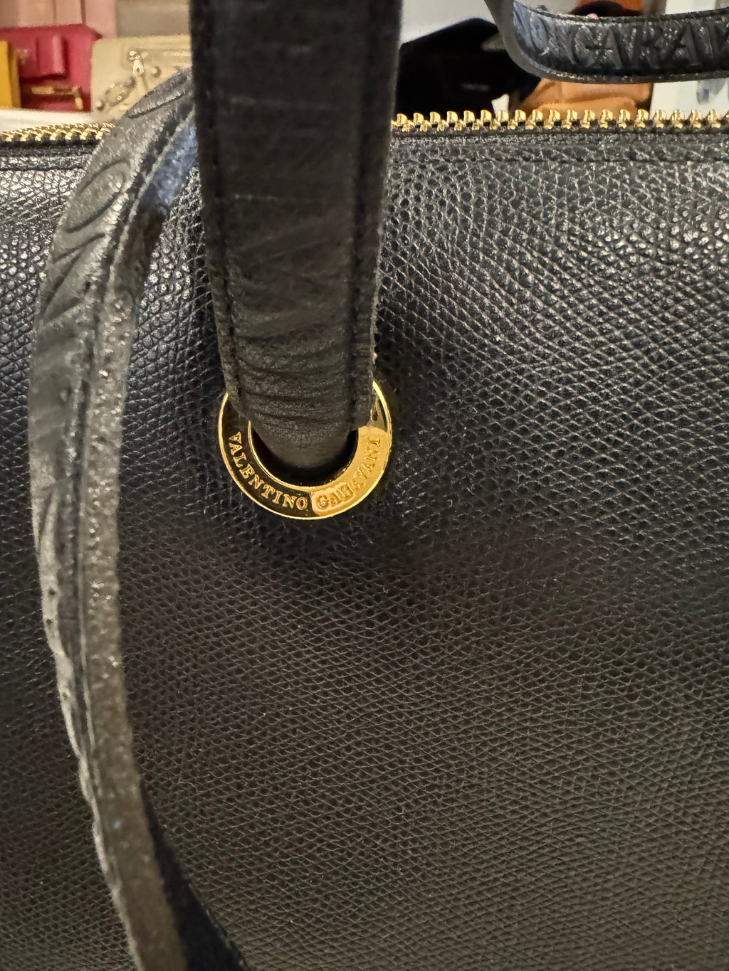 Valentino Garavani Black Leather Zip-Top Tote Bag