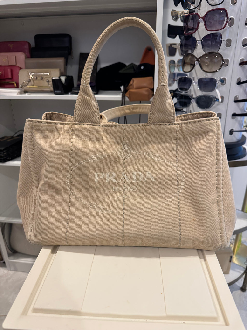 Prada Canapa Tote Bag – Beige Canvas | Small