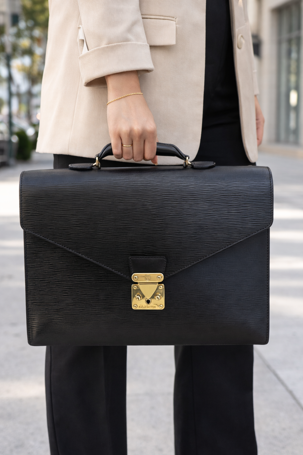 Louis Vuitton Serviette Ambassadeur Black Epi Leather Briefcase – Vintage LV Work Bag