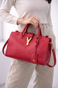 Saint Laurent Small Classic Y Cabas Bag – Red Leather